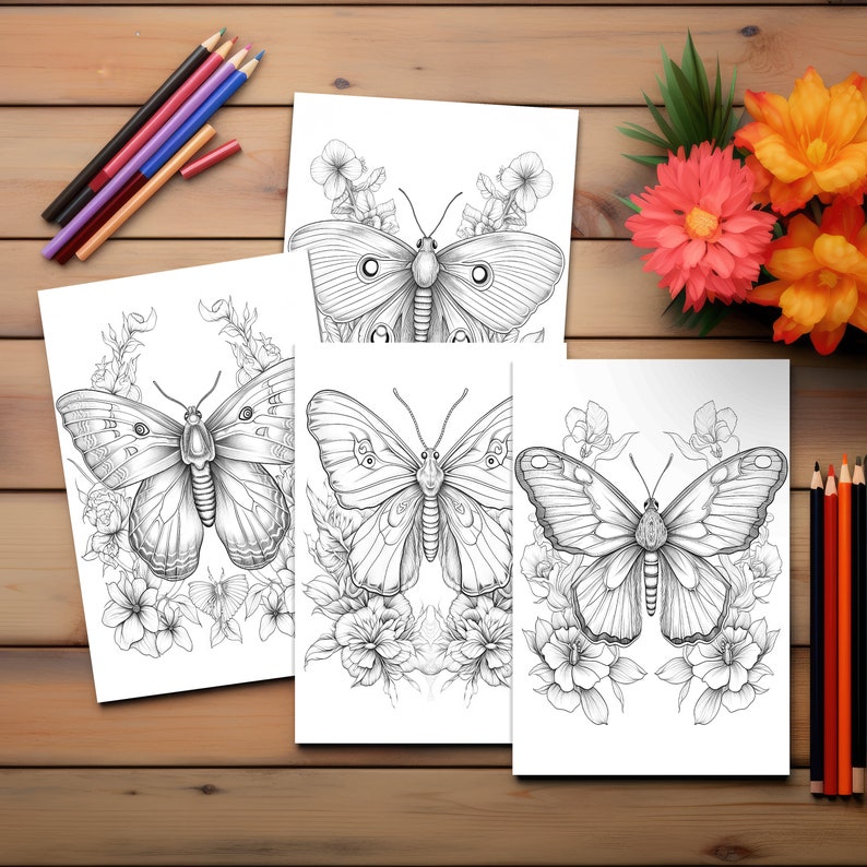 35 vlinder kleurplaat, vlinder kleurboek, vlinder afdrukbaar blad