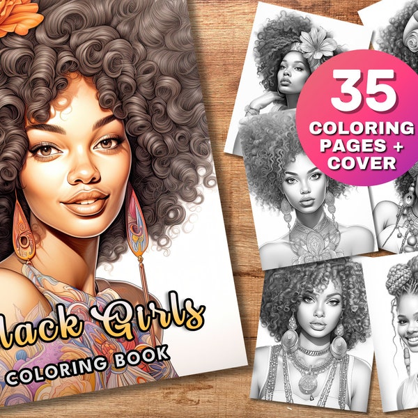 35 Black Girl Coloring Pages, Black Woman Coloring Book, Fashion Colouring Pages, Adult Coloring Book, African American Coloring Sheets