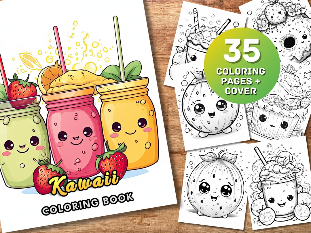 35 Kawaii Food Coloring Pages, Kawaii Coloring Book, Cute Food Colouring Pages, Adult Coloring ...