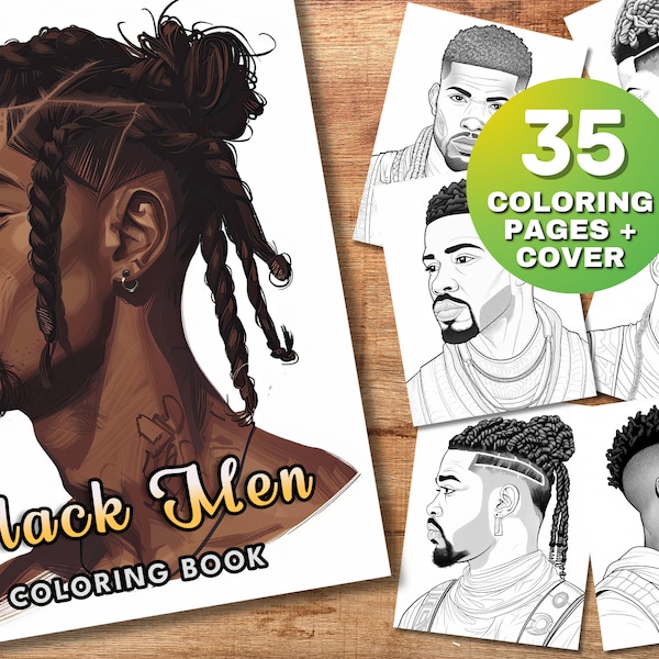 35 Black Man Coloring Pages, Black Men Coloring Book, Fashion Colouring Pages, Adult Coloring Book, African American Coloring Sheets