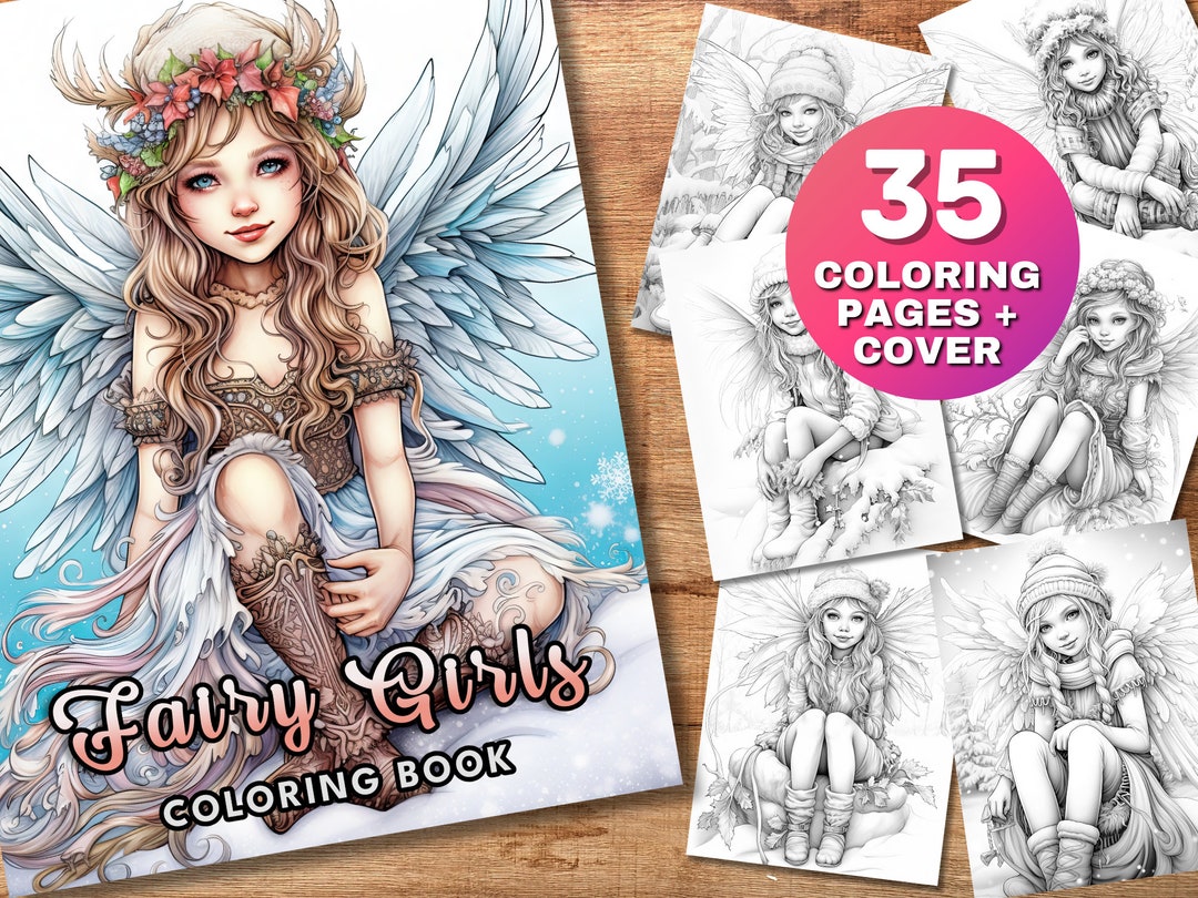 35 Woodland Fairy Grayscale Coloring Pages, Fairies Colouring Book ...