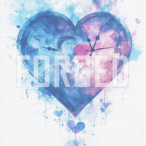 Impression d'art mural amour intemporel, affiche couple, impression esthétique tendance rétro, affiche aquarelle horloge coeur, impression numérique