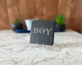 God of War Slate Coaster: Kratos "BOY" Engraved Gamer Gift