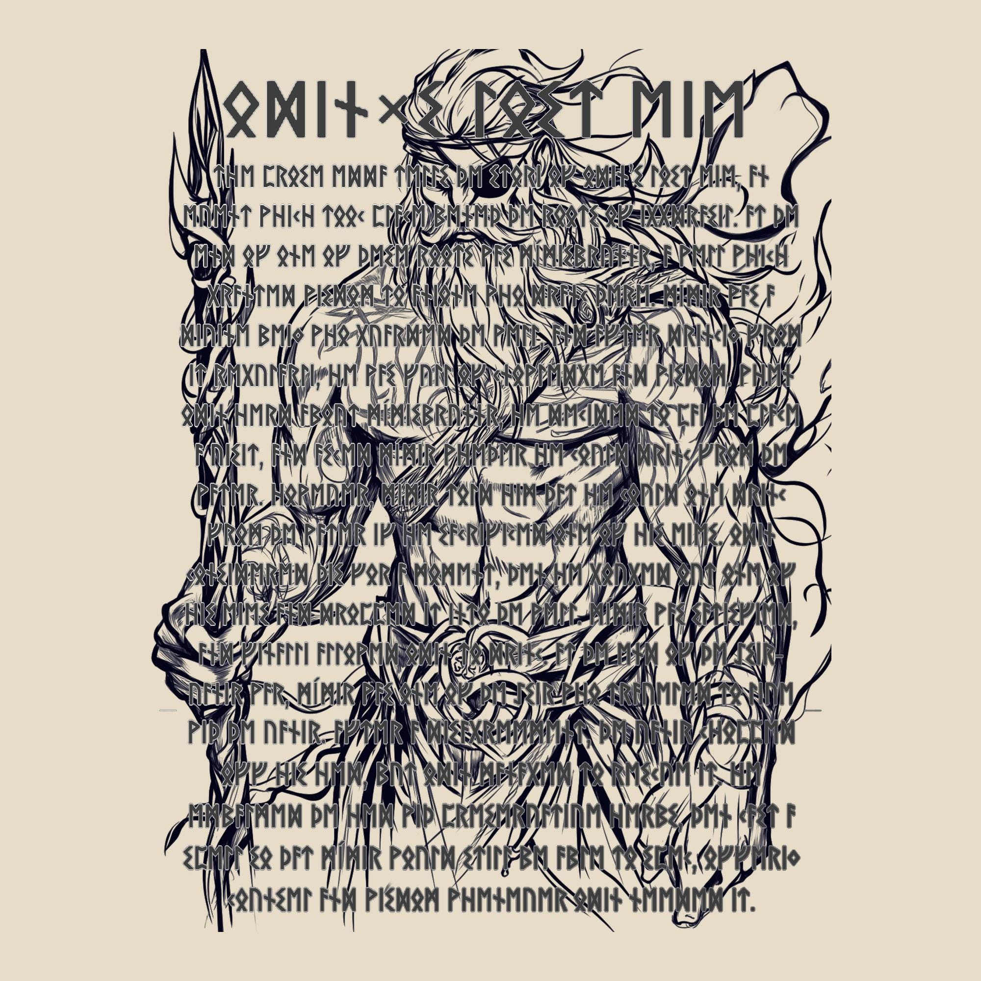 Odin's Lost Eye Norse Parable Wall Art (PNG Digital Download A4 Size)