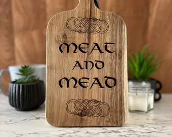 Meat and Mead Serving Board, Norse Charcuterie Board, Unique Viking Kitchenware Cheese Board, Wood chopping board, homeware