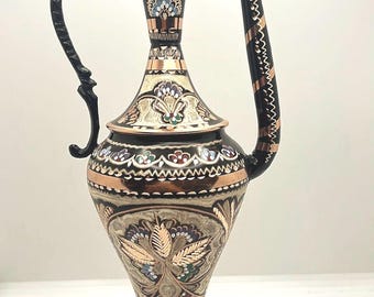 Handmade Turkish Copper Jug: Ottoman Style Decorative Pitcher