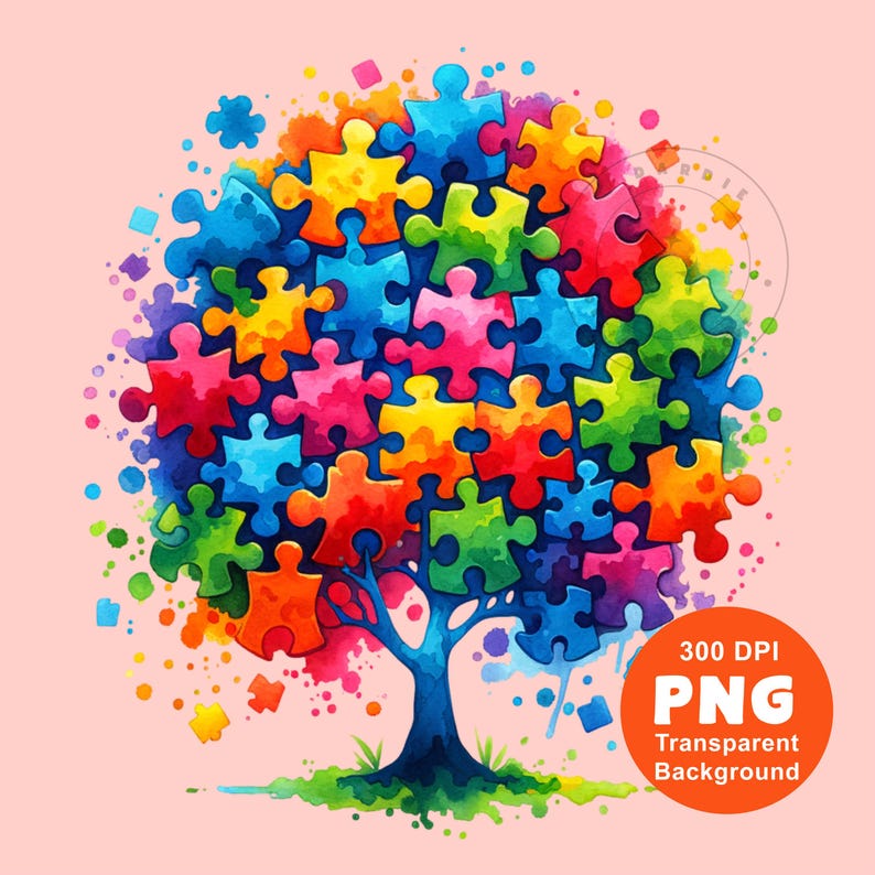 Autism Awareness Png, Puzzle Pieces Tree, Autism Mom Png, Puzzle Pieces ...