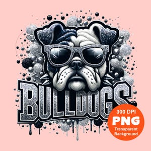 Bulldogs PNG Mascot Png Bulldogs Png Bling Glitter Bulldog School Spirit Png Sublimation Design Trending Clipart Digital Download image 1