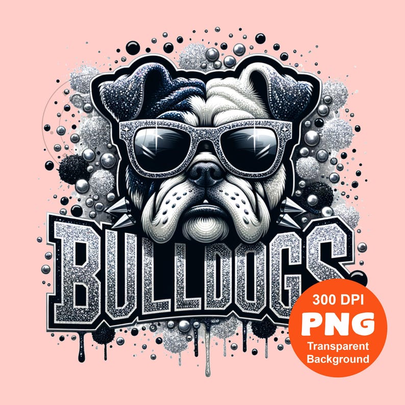 Bulldogs PNG Mascot Png Bulldogs Png Bling Glitter Bulldog School Spirit Png Sublimation Design Trending Clipart Digital Download image 1