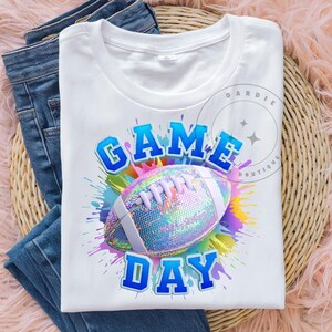 Spieltag PNG Blaue Pailletten Fußball Spieltag PNG Fußball Saison Big Game PNG Fußball Mama Sublimation Design Clipart Digital Download