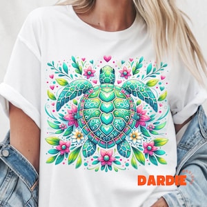 Tortuga marina preppy PNG Náutica Océano Playa Verano Camiseta Sublimación Diseño Tendencia Clipart Descarga digital