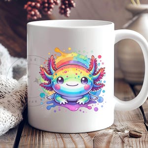 Rainbow Watercolor Axolotl PNG Cute Kawaii Axolotl Clipart for Shirt ...