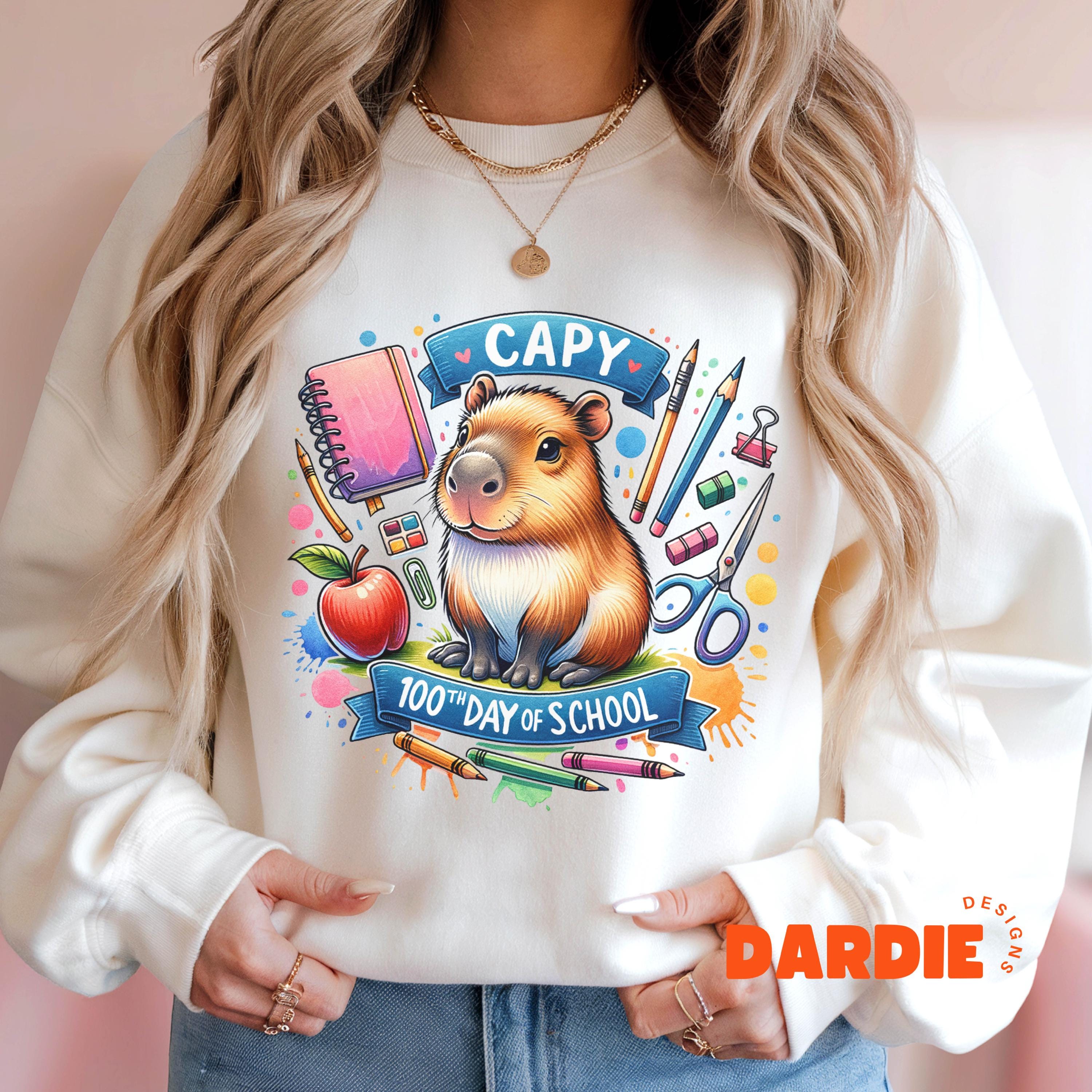 Capy 100th Day of School PNG Capybara Trending Teacher Tshirt Png ...