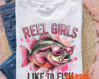 Reel Girls Fish PNG Fisherman Aesthetic Png Women Fishing Lady Fishing Tshirt Sublimation Design Trending Clipart Digital Download