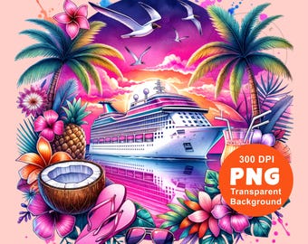 Pink Cruise Ship PNG Cruisin Png Tropical Family Cruise Honeymoon Girls Trip Vacation Shirt Sublimation Design Clipart Digital Download