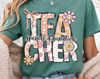 Special Education Teacher PNG Preppy SPED Teacher Groovy Retro Grade School Tshirt Png Sublimation Design Clipart PNG File