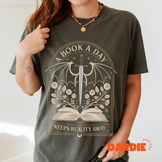 A Book a day keeps reality away PNG Dragon Lovers Romance Dark Academia Literary Girl Bookish Book Club Reader Sublimation Design