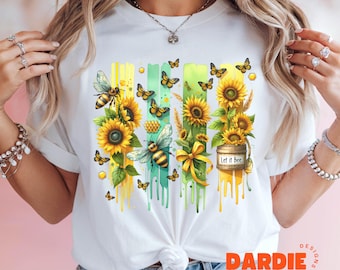 Let it Bee PNG Bumble Bee Clipart, coup de pinceau Png affirmations de positivité chrétienne Tshirt Design, DTF, POD, conception par sublimation