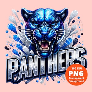Blue Panthers PNG Panther Mascot Png Sport Png Football Baseball Basketball School Mascot Png Sublimation Design Clipart Digital Download