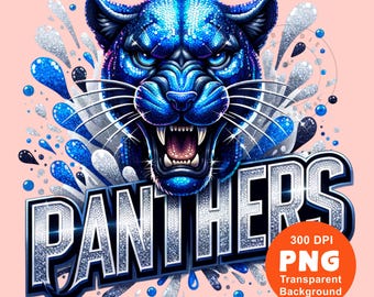 Blue Panthers PNG Panther Mascot Png Sport Png Football Baseball Basketball School Mascot Png Sublimation Design Clipart Digital Download