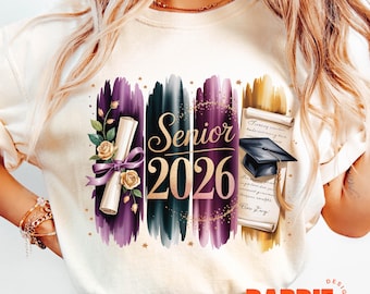 Senior 2026 PNG Girly Floral Coquette Graduation Cap and Diploma Sublimation Design Girls High School Graduation Png Clipart
