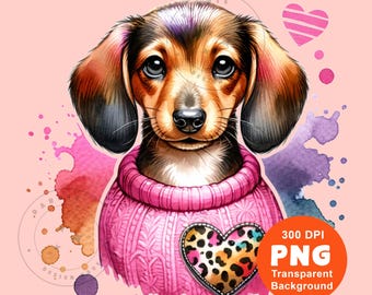 Pink Dachshund PNG Funny Dog Trendy Wiener dog Sausage Dog Tshirt Design pod dtf Sublimation design Digital Download clipart