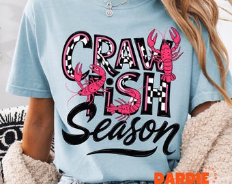 Pink Crawfish PNG Preppy Retro Crawfish Season Crawfish Boil Seafood Tshirt PNG Sublimation Design Trending Clipart Digital Download