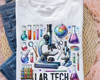 Lab Tech PNG Laboratory Technician Gift Healthcare Medical Field Lab Tech PNG Shirt Sublimation Design Clipart Digital Download