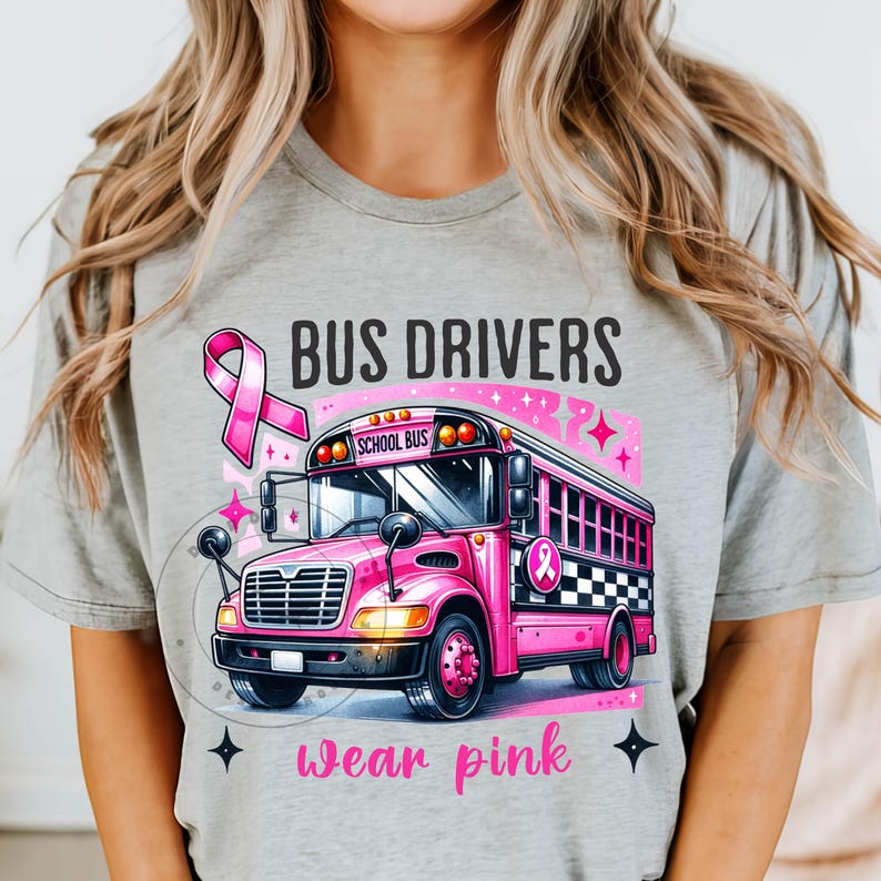 Bus Drivers Wear Pink Png Checkered Breast Cancer Awareness in October ...
