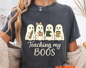 Halloween-Lehrer PNG, Teach My Boos PNG, Gruselige Saison Lehrer Sublimation, Lustiger Boo-Geist Clipart für die Schule Shirt