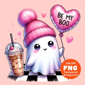 Cute Valentine Ghost PNG Be My Boo Valentine's Day Ghost Sublimation Design Trending Clipart Digital Download