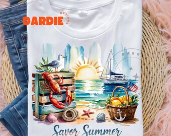 Savor Summer Png Crab Fishing Summer Vibes PNG Ocean Beach Nautical Seaside Vacation Tshirt Sublimation Design Clipart Digital Download