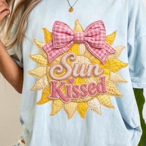 Patchwork Sunkissed PNG Coquette Faux Embroidery Trendy Summer Sublimation Design Digital Download