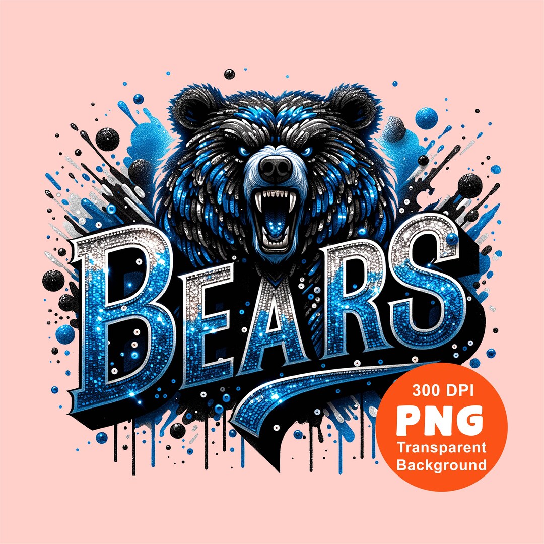 Bears PNG: Blue Glitter School Mascot Sports Team Bears Football ...