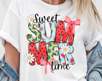 Sweet Summer Time PNG Coquette Summer Watermelon PNG Fruit Stand Farmers Market Tshirt Sublimation Clipart Digital Download
