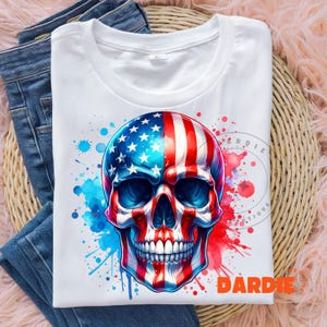 USA Patriotic Skull Png, America Skull Png, 4th of July Skull, Sublimation Design Trending Clipart Digital Download