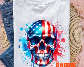 USA Patriotic Skull Png, America Skull Png, 4th of July Skull, Sublimation Design Trending Clipart Digital Download