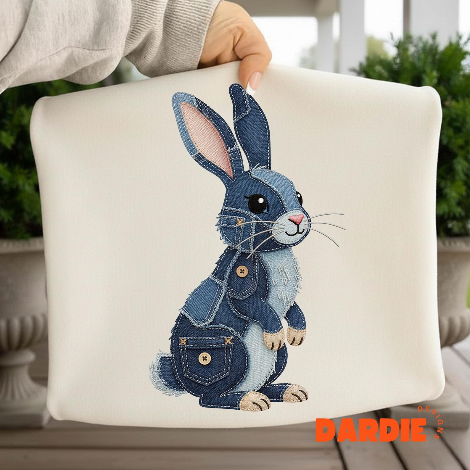 Denim Patchwork Bunny Rabbit PNG: Cute Western Blue Jean Easter ...