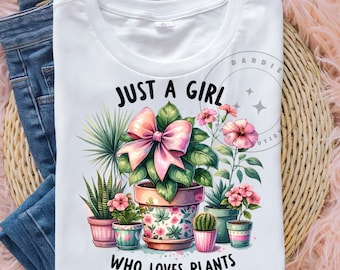 Po prostu dziewczyna, która kocha rośliny PNG Rośliny domowe Png Sublimacja Projekt Trendy Clipart Cyfrowe pobieranie