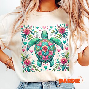 Tortuga marina preppy PNG Náutica Océano Playa Verano Camiseta Sublimación Diseño Tendencia Clipart Descarga digital