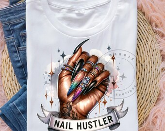 Nail Hustler PNG Nail Tech Png Glitter Nail Polish Png Nail Artist Nail Salon Png Sublimation Design DTG POD Clipart Digital Download