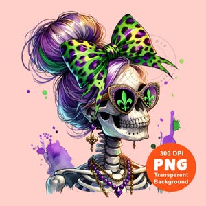 マルディグラ スケルトン PNG ニューオーリンズ PNG ノーラ PNG Tシャツ PNG 昇華デザイン デジタル ダウンロード クリップアート