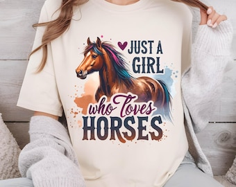 Just a girl who Loves Horses PNG Western Horse Sublimation Design Trending Clipart Digital Download