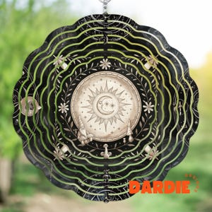 Crescent Moon Wind Spinner Sublimation Garden Decor PNG Celestial Wind Spinner Design Trending Clipart Digital Download