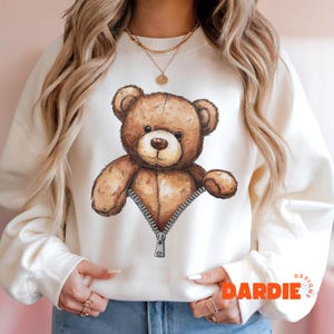 Teddy Bear PNG Zipper Teddy Bear Png Stuffed Bear Tshirt Sweatshirt Design POD, dtf, Sublimation design, Digital Download Clipart