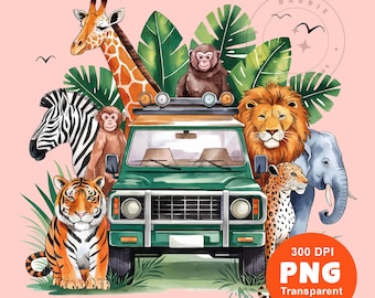 Safari Animals PNG Lion Zebra Giraffe Jungle Zoo Animals PNG Sublimation Design Trending Clipart Digital Download