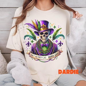 マルディグラ スケルトン PNG マルディグラのようなパーティーはない ニューオーリンズ PNG ノーラ PNG Tシャツ PNG 昇華デザイン デジタルダウンロード クリップアート