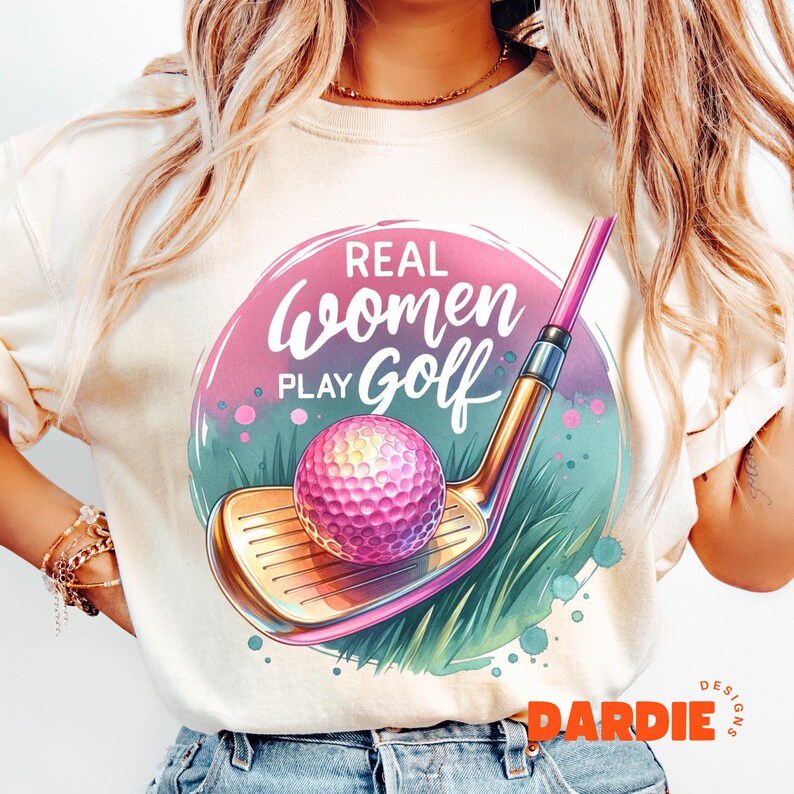Donne vere giocano a golf PNG Ragazza che gioca a golf Maglietta da golf da donna Sport da donna Png Design a sublimazione Clipart di tendenza Download digitale immagine 4