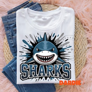 Sharks PNG Shark Mascot Png Sport Png Football Baseball Basketball School Mascot Png Sublimation Design Clipart Digital Download