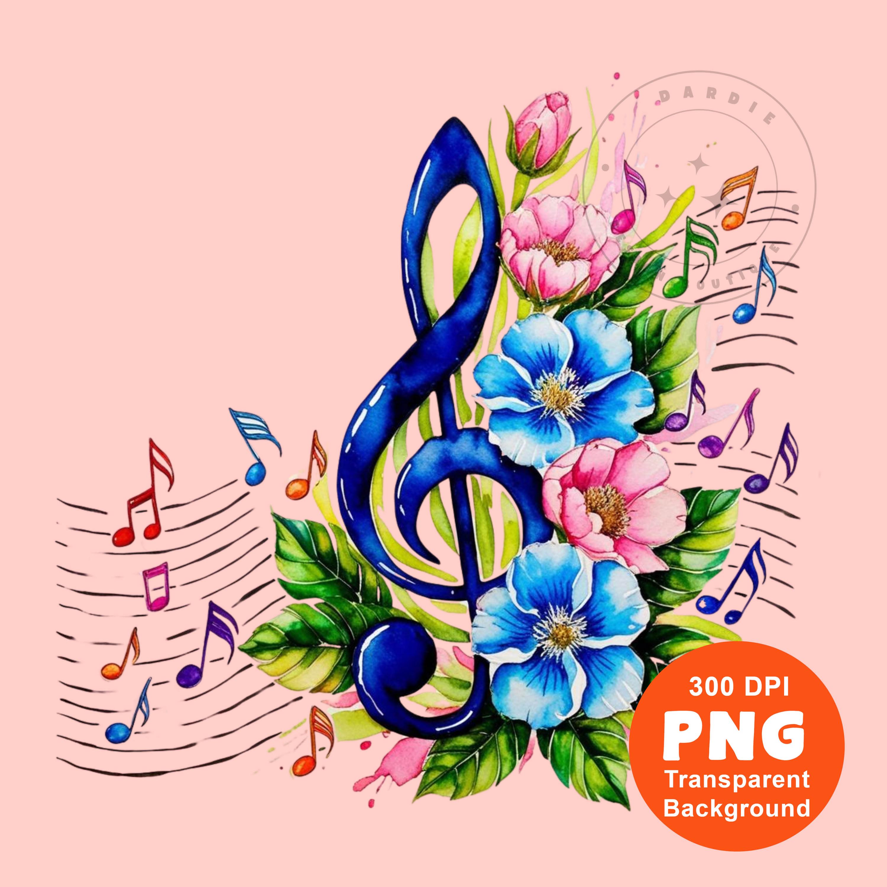Pretty Notes Background Pretty Music Note Png Musical Notes Colorful Floral Band Mom Girly Band ...